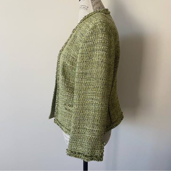 Talbots Vintage Tweed Fringe Open Front Jacket - Picture 2 of 7